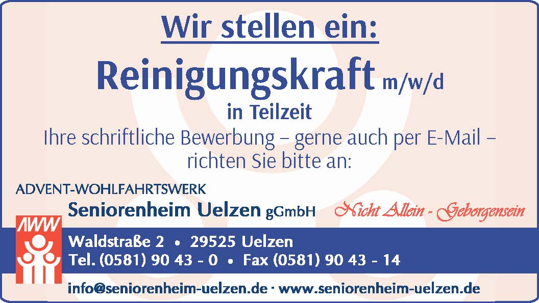 Stellenangebot  Reinigung