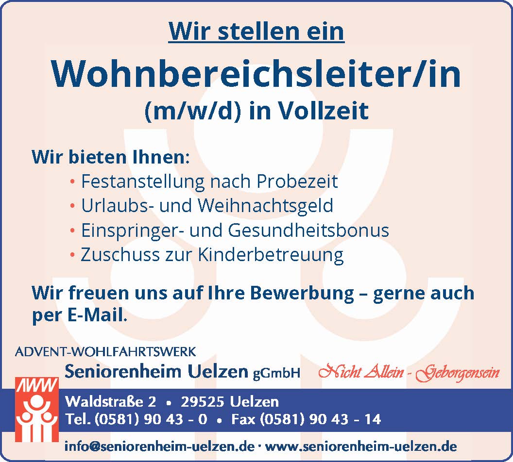 Stellenangebote Wohnbereichsleitung